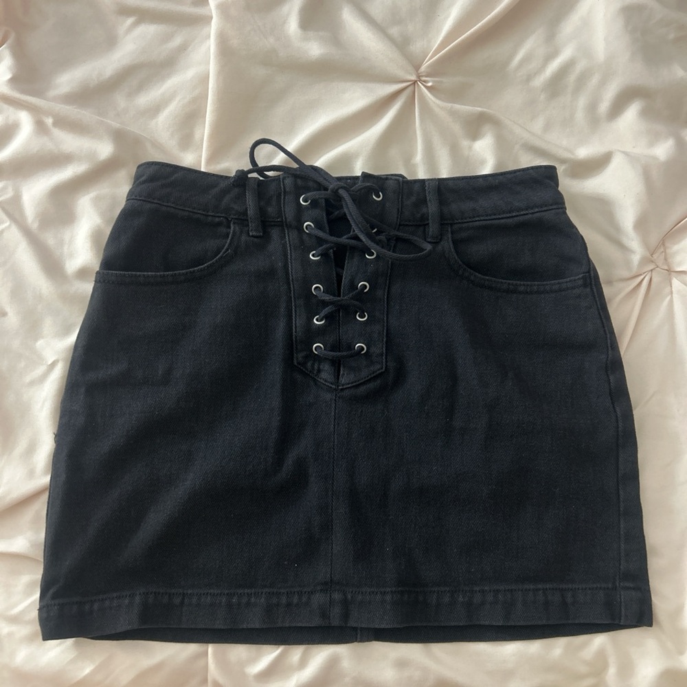 Black Denim Mini Skirt